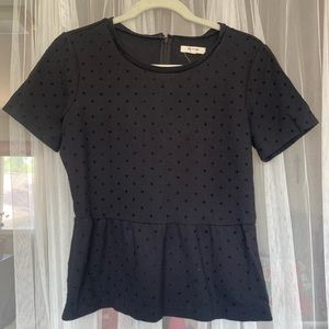 Madewell Peplum Top w/ Velvet Polka Dots